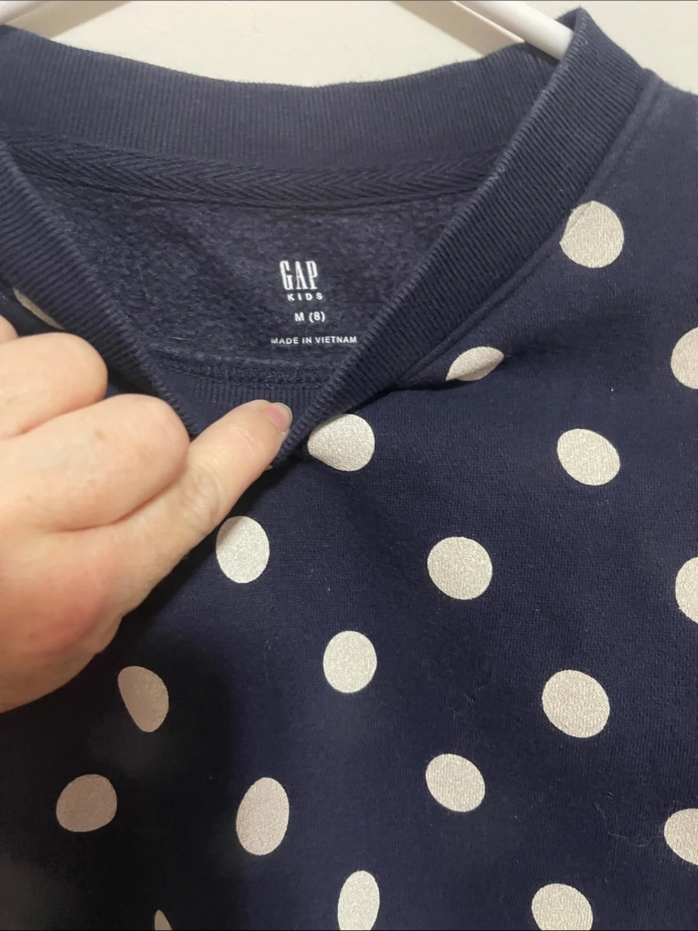 GAP Navy Blue Polka Dot Sweatshirt with White Dots